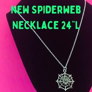 Witch Spiderweb Sterling Silver 925 Necklace Creepy Spooky Season emo goth alt